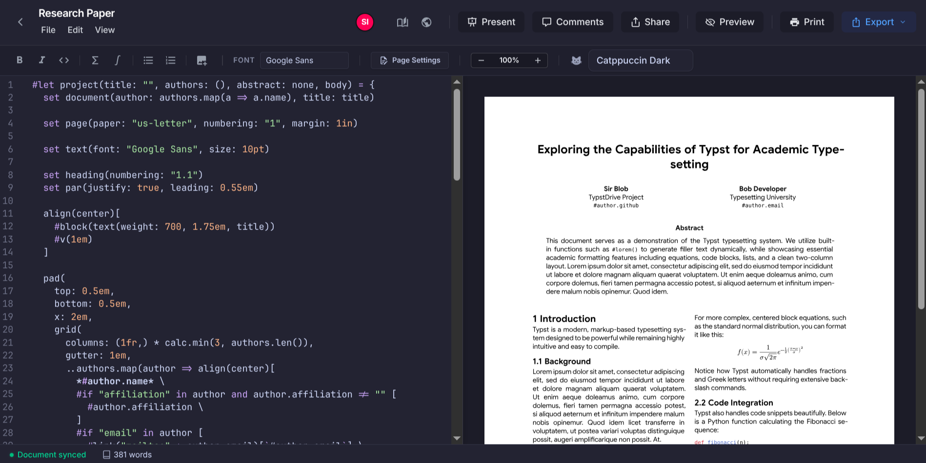 Editor view