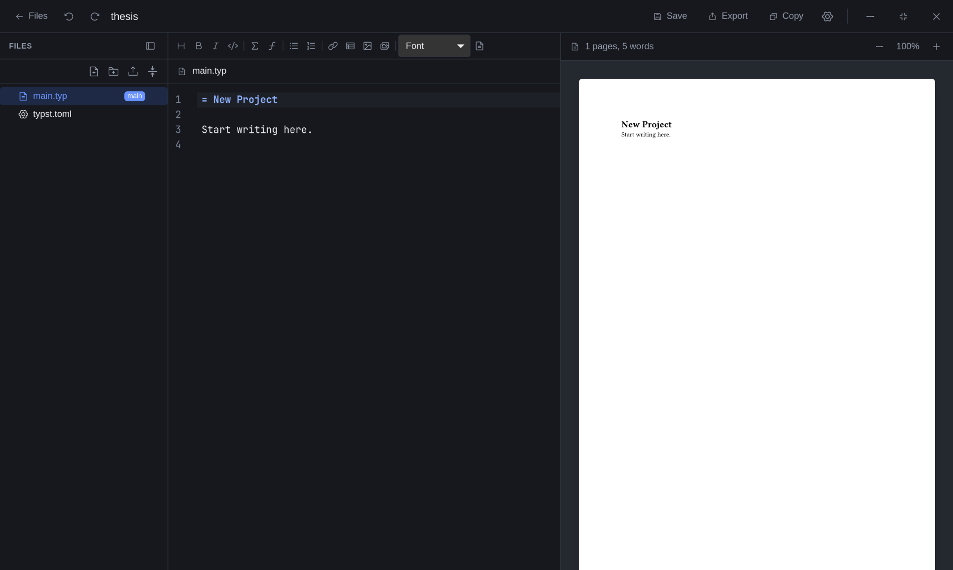Typst Desktop project editor preview