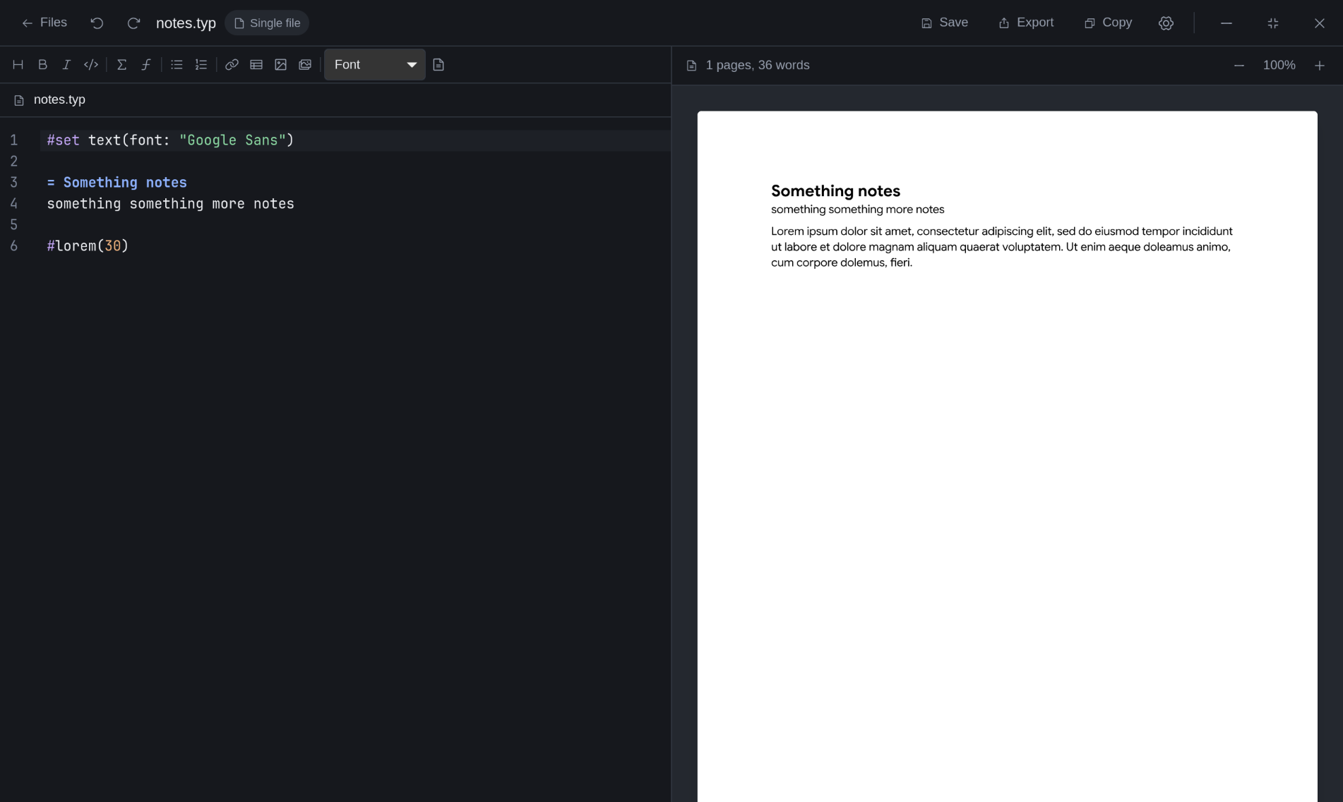 Typst Desktop editor preview